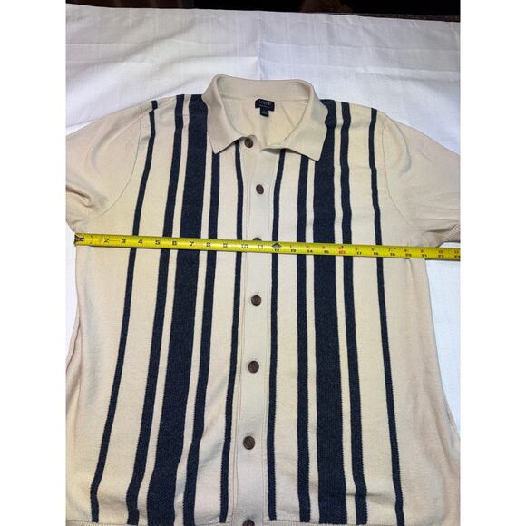 J Crew Factory Mens Striped Button Front Sweater Retro Look Size L - Picture 4 of 11